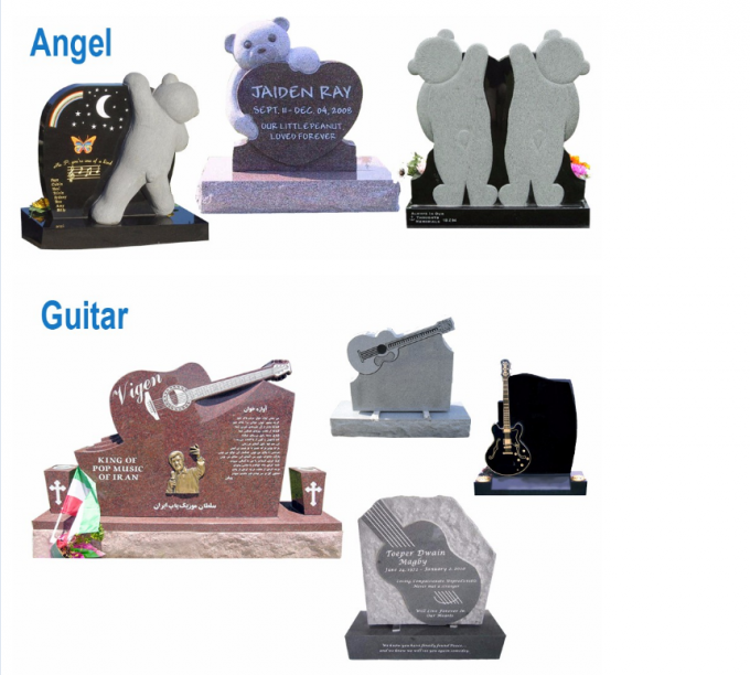 Various Shape Granite / Marble Headstones For Graves , Angel Headstones