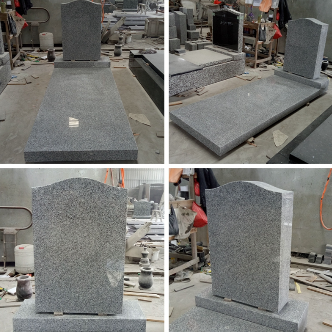 Grey Granite Memorial Headstones Above 90 Degree Polished Surface