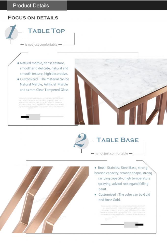 Stainless Steel Frame Carranza White Marble Table Top