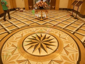 Beige Foyer Marble Floor Medallions For Outdoor / Indoor Decorative