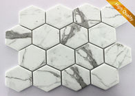 White Cararra Marble Mosaic Tile Fish Bone Shaped 31 X 98 X 6mm Chip Size