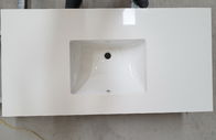 Polished White Quartz Bathroom Countertops , Engineered Bath Vanity Tops