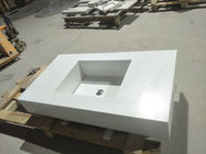 White quartz integral basin sink for hospitality renovation