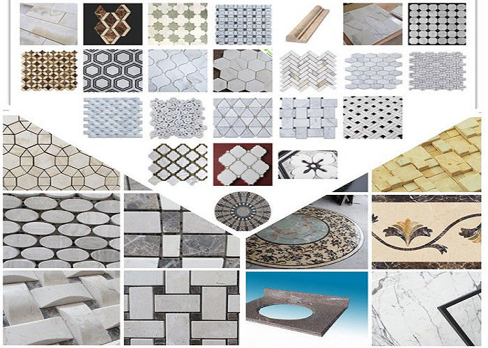 Polished Surface Marble Mosaic Tile 305mm * 305mm * 10mm / Customed Size