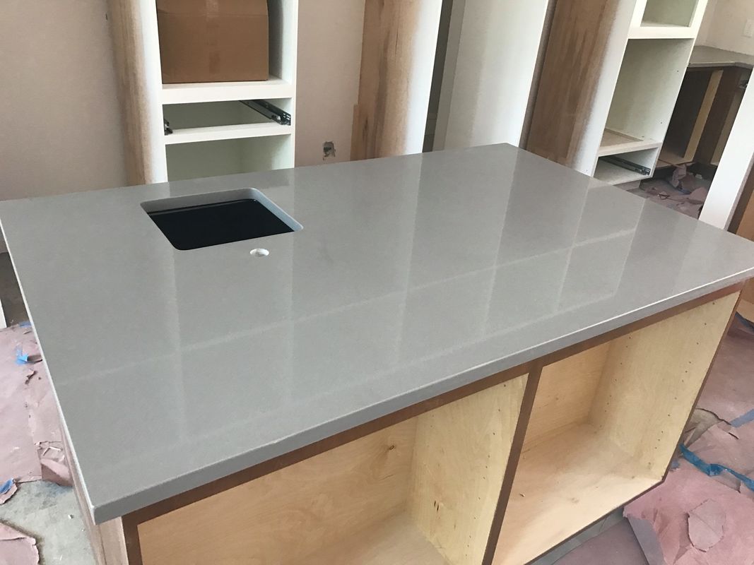 Gray Quartz Kitchen Countertops Artificial Solid Surface Quartz Countertops