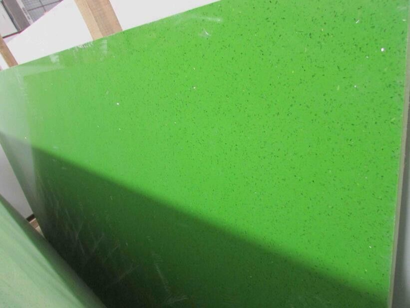 Sparkle Galaxy Green Stone Slab , Custom Size Artificial Natural Quartz Slab