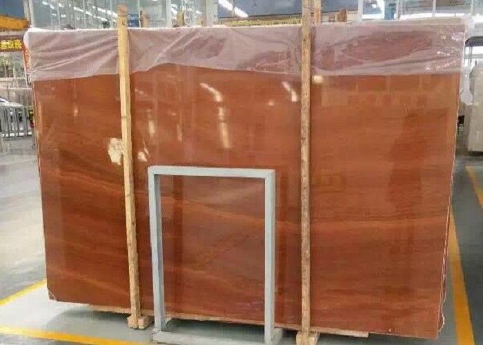 Wooden Grain Red Natural Stone Slabs Panel Custom Size 2.69g / Cm³ Density