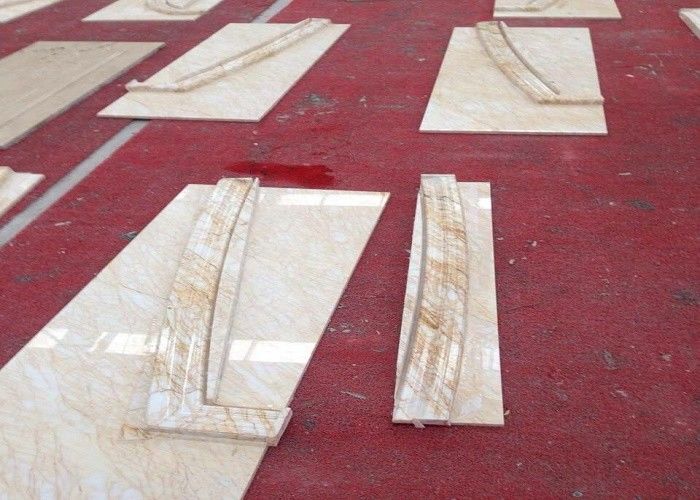 Cream Onyx Natural Marble Tile Hammered Solid Surface Grade A Quality