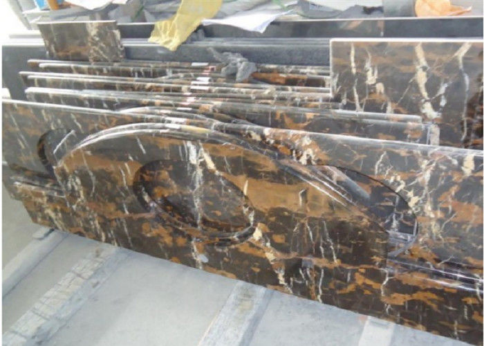 Gold Black Portoro Marble Slab , Marble Slab For Kitchen / Bath Worktop