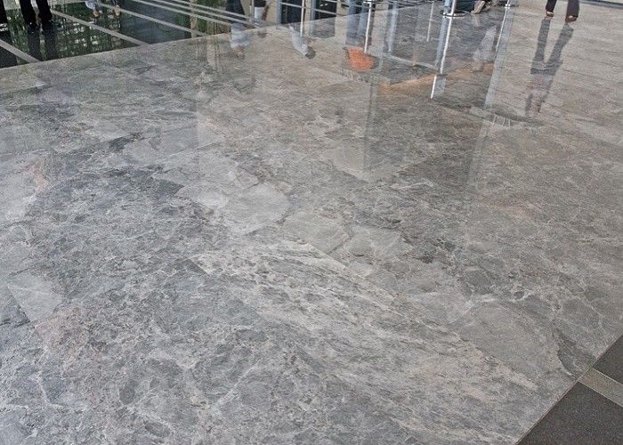 Silver Grey Marble Stone Tile Slab For Kitchen / Bathroom CE Approval