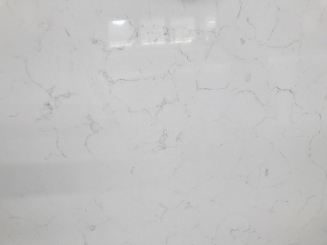 Marble Like Vein Engineering Bianco Carrara Countertop , Hard White Quartz Worktop