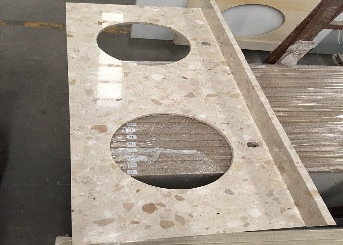 Artificial Beige Quartz Stone Slabs For Kitchen Countertop