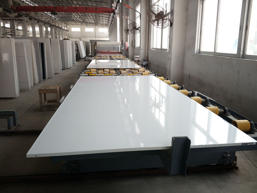 Pure White Quartz Stone Slab Customized Exporting Countertop 3000 X 1400 Mm Size