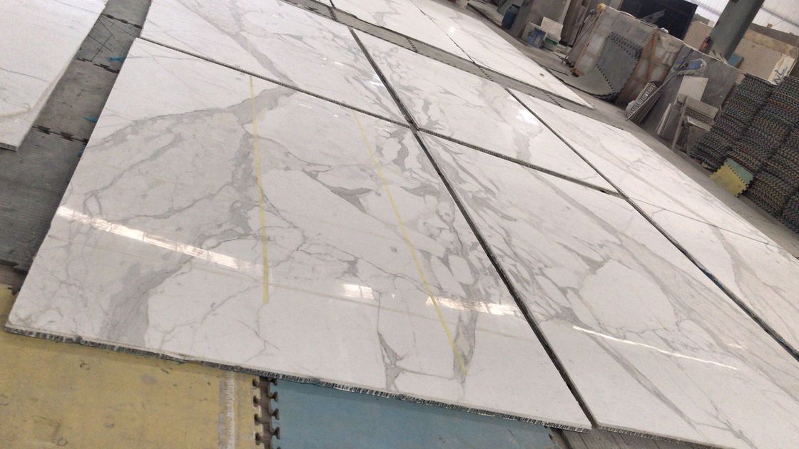Honeycomb Composite Polished Marble Floor Tiles / White Marble Shower Tile