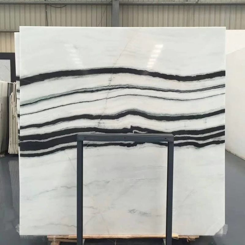 Panda White Natural Marble Tile For Flooring Layout , Book Matched Marble Stone Tile